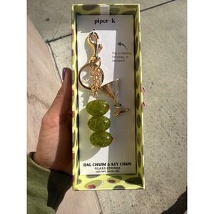Piper K Olive Martini Glass Bag Charm & Key Chain – New In Box – Glass Stones